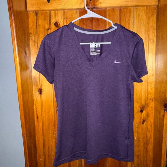 Nike Tops - Nike Dri Fit V Neck Purple Top Womens Athletic T Shirt